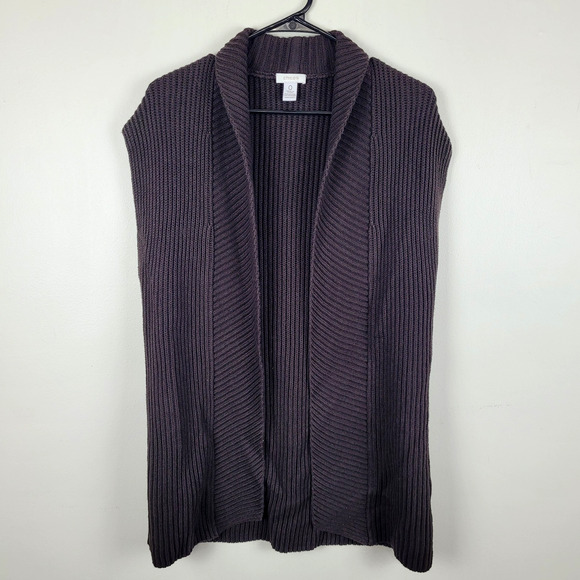 Chico’s Womens 0 (S) Chocolate Brown Cashmere Blend Sleeveless Cardigan Vest - Picture 1 of 4